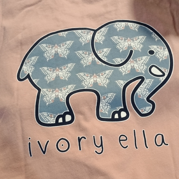 IVORY ELLA ELEPHANT /BUTTERFLY 🦋 SZ MAUVE PINK 100%ORGANIC COTTON TEE - Picture 1 of 7
